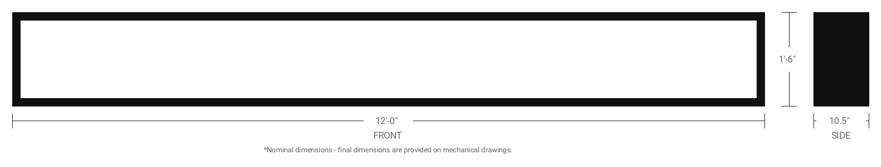 1.5' x 12' Double Sided Aluminum Sign Cabinet with 10.5" Extrusion