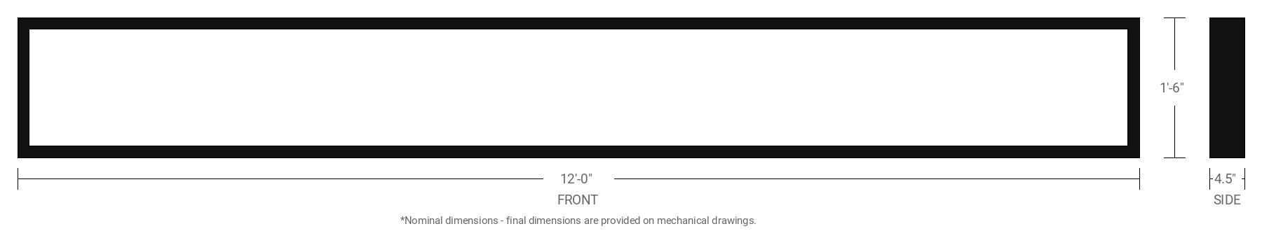 1.5' x 12' Double Sided Aluminum Sign Cabinet with 4.5" Extrusion