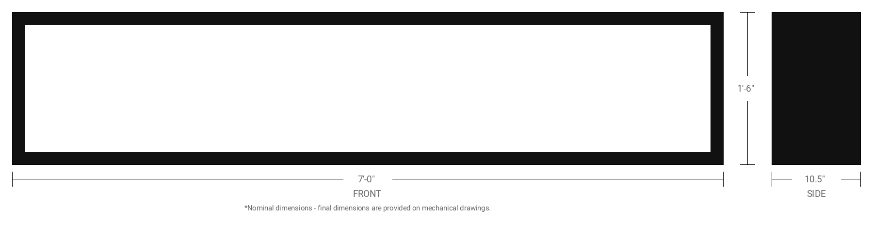 1.5' x 7' Double Sided Aluminum Sign Cabinet with 10.5" Extrusion