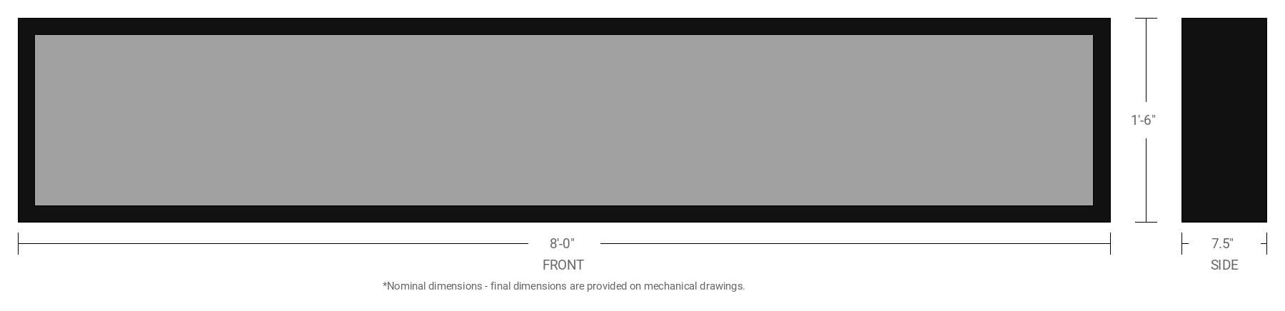 1.5' x 8' Single Sided Aluminum Sign Cabinet with 7.5" Extrusion