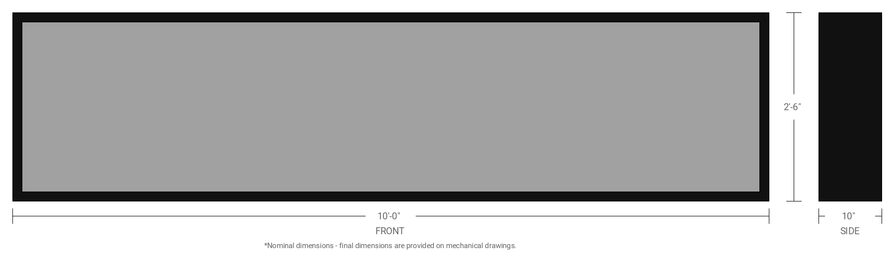 2.5' x 10' Single Sided Aluminum Sign Cabinet with 10" Extrusion