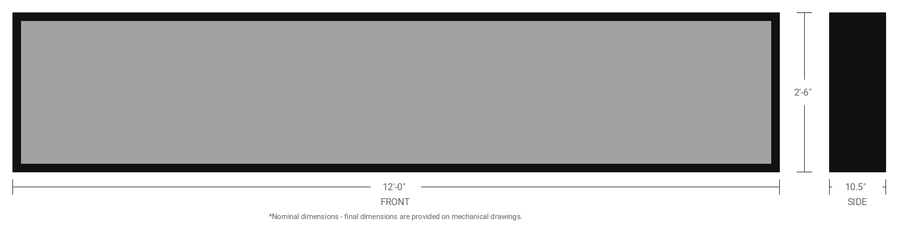 2.5' x 12' Single Sided Aluminum Sign Cabinet with 10.5" Extrusion