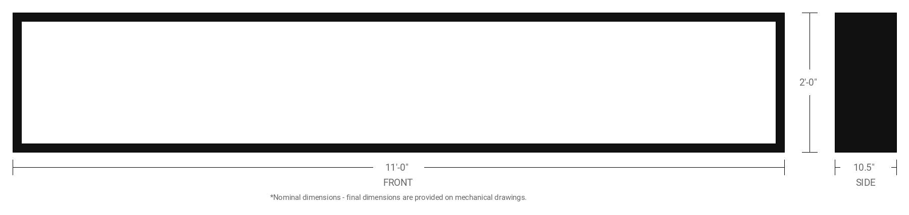 2' x 11' Double Sided Aluminum Sign Cabinet with 10.5" Extrusion